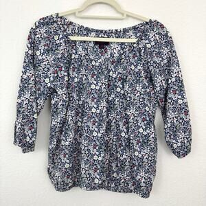 Liberty Art Fabrics J Crew Women Peasant Blouse XS Junes Meadow Floral Cotton